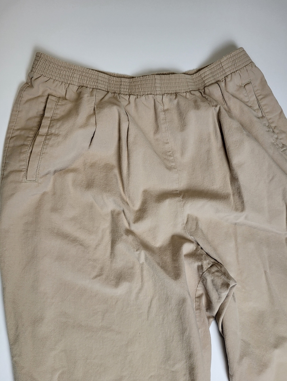 LL Bean Pull On‎ Khaki Pants Elastic Waist Cotton Women's Size Medium Tall Large - Picture 8 of 9